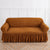 Mustard Yellow Three-person Sofa Bubble Gauze Sofa Cover with Skirt - Full Elastic Dustproof Three-person Seater 190-230cm