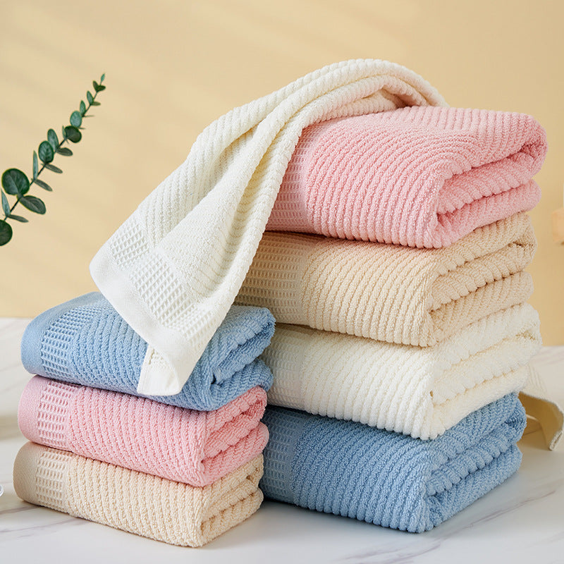Pink Solid Color Diagonal Stripe Towel Set-Luxurious Bath and Hand Towels for Home Use Bath towel 140*70cm, face towel 75*35cm