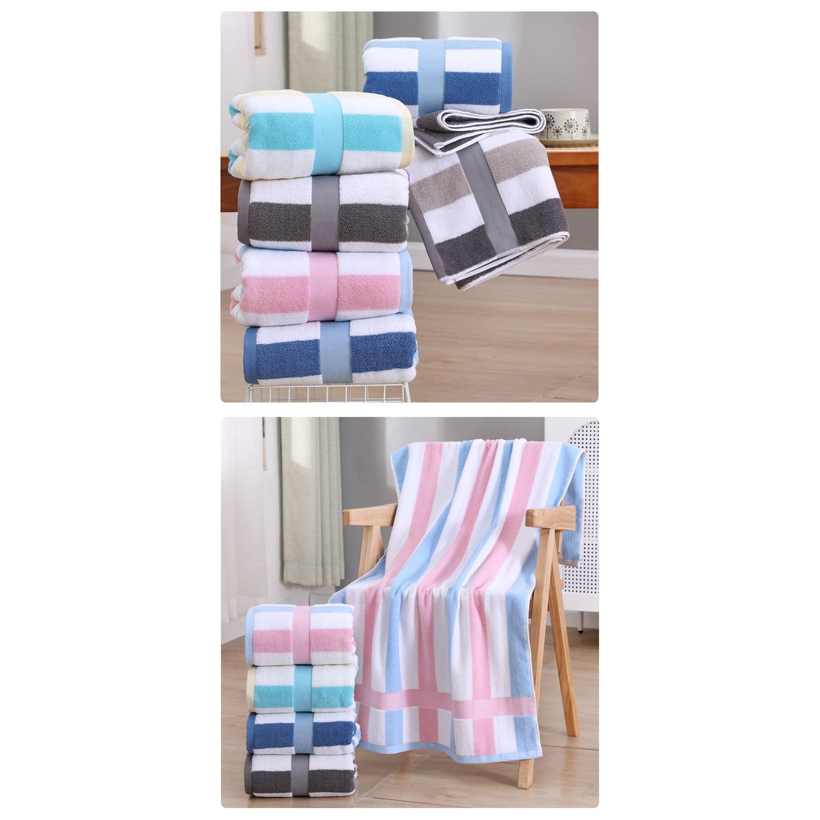 Pink Ultra-Absorbent Long-Fiber Cotton Large Bath Towel- Perfect for Home, Hotel, and Beauty Salons 140cm*70cm