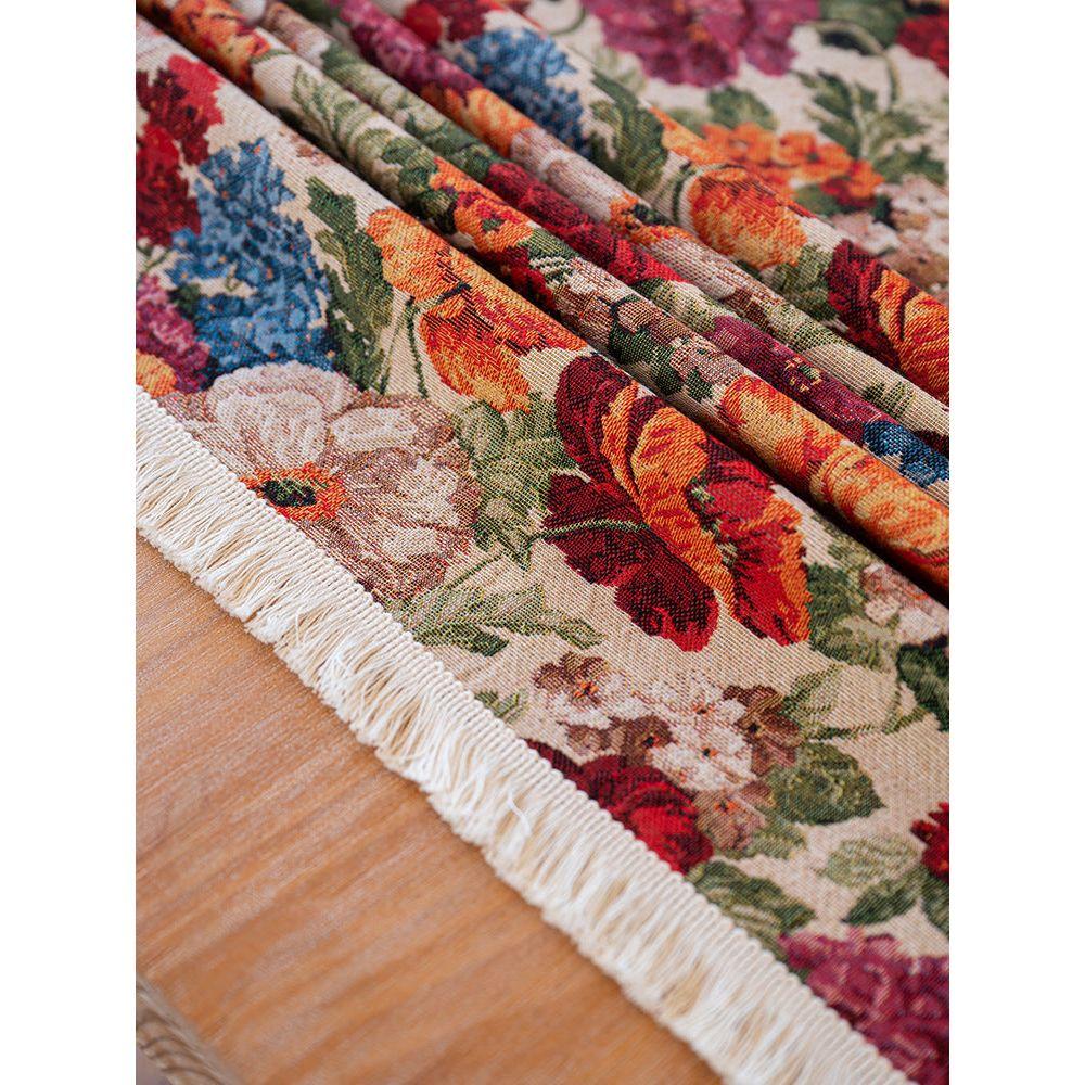 Floral Cotton Linen Tablecloth | Vintage Style Country Garden Design, 120*120cm