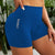 2 pcs High waist blue yoga shorts for running, fitness and sports | Tummy control, butt lift, sweat wicking, size L