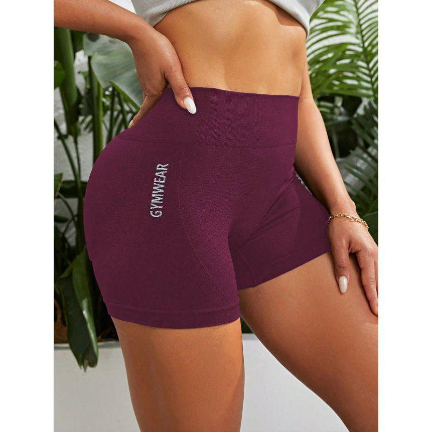 2 pcs High waist claret yoga shorts for running, fitness and sports | Tummy control, butt lift, sweat wicking, size L
