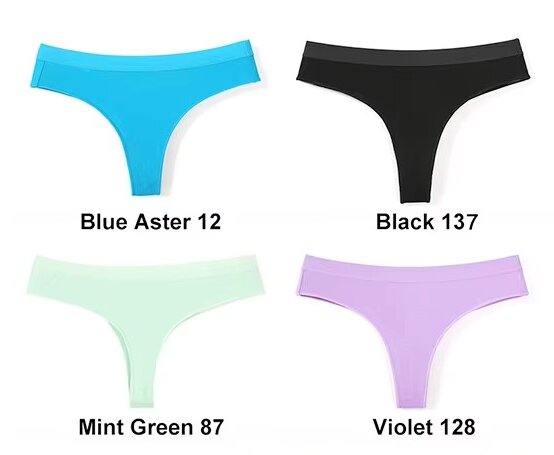 4 pcs Women&#39;s Sexy Low-Waist Cotton Thong Underwear, Size M