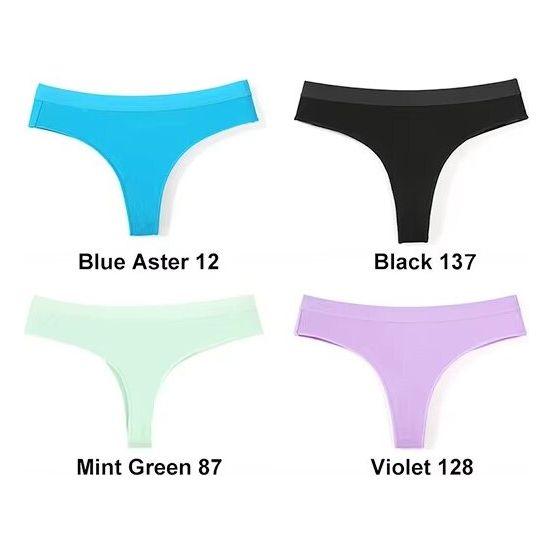 4 pcs Women's Sexy Low-Waist Cotton Thong Underwear, Size M