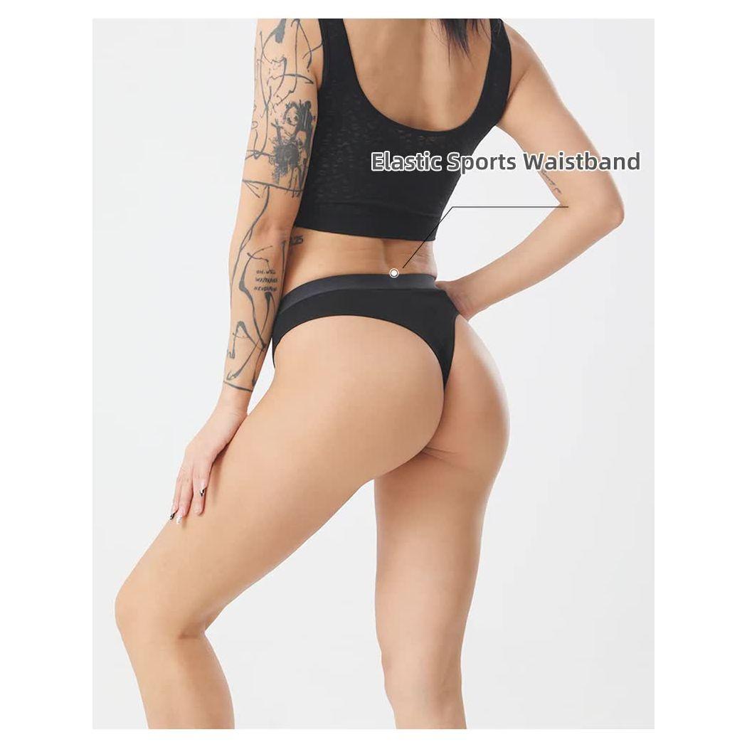 4 pcs Women's Sexy Low-Waist Cotton Thong Underwear, Size M