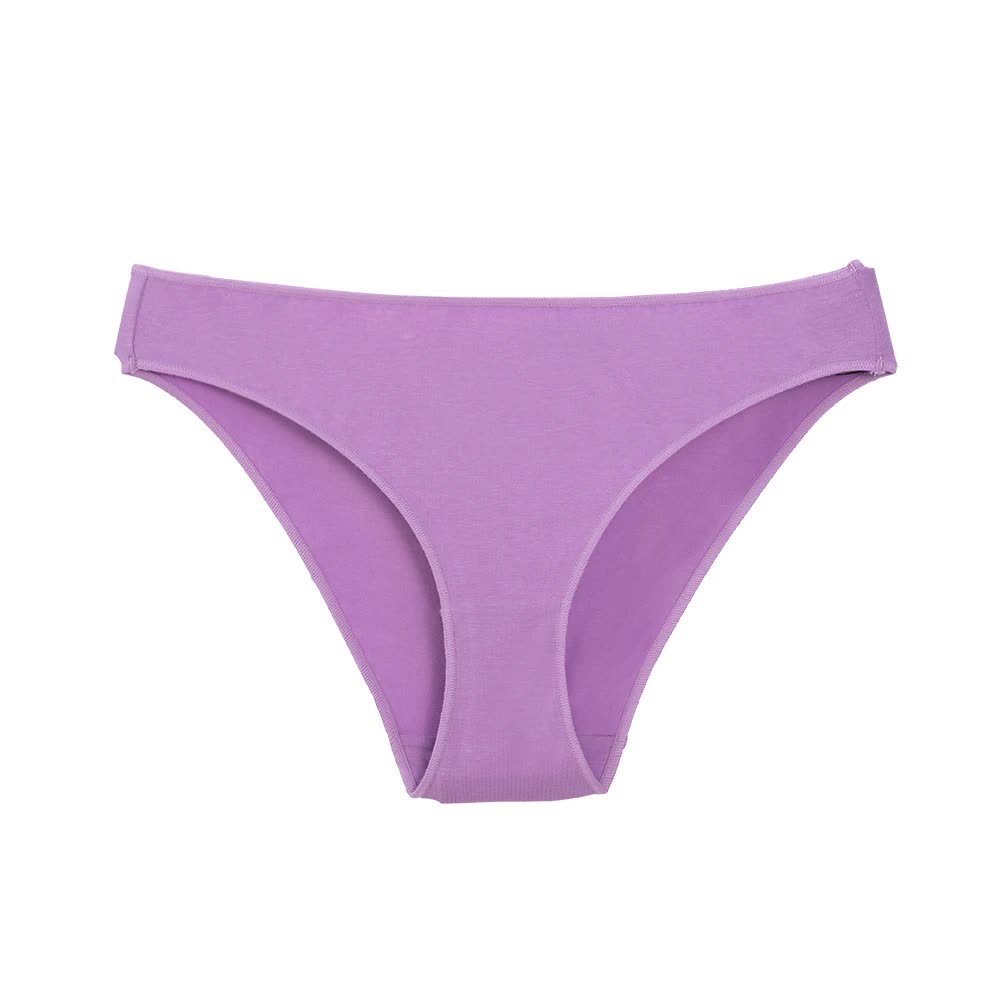 4 pcs Violet High-Waisted Cotton Bikini Briefs for Women, Slim Fit &amp; Comfortable S Size