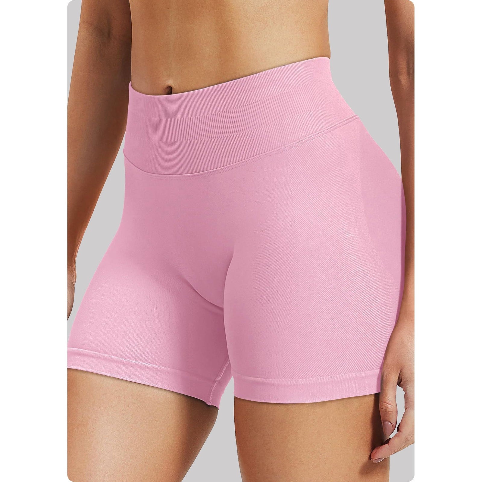Pink High-Waisted Yoga Shorts for Women, Butt-Lifting Fitness Running Shorts, Sports Leggings for Workout, Size XL