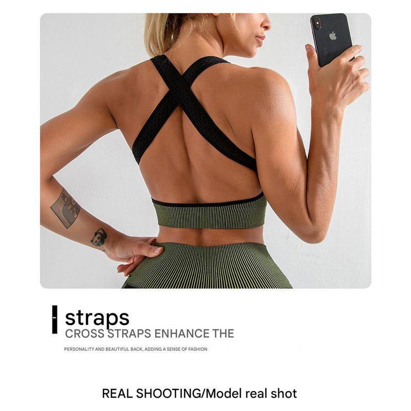 Army Green High Waist Yoga Set for Women - Sports Bra, Long Sleeve Shirt & Leggings 3-Piece Workout Set Size XXL