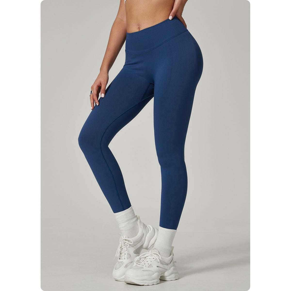 Dark Blue High-Waisted Butt Lift Yoga Pants for Women - Peach Hip Design, Full-Length Leggings, Workout and Fitness Activewear size XL