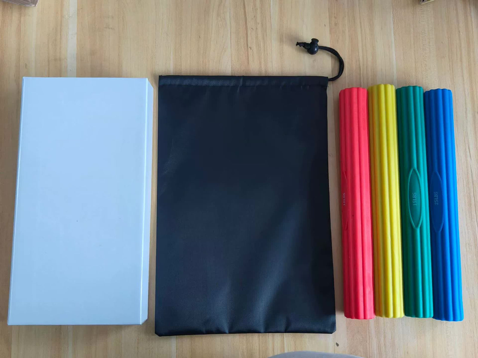 Multifunctional Resistance Bar Set | Yoga Fitness Toning Tool, Muscle Relaxation, Grip Strength Improvement | 4-Piece Set with Stretching and Recovery Features （5LB、10LB、15LB、25LB）