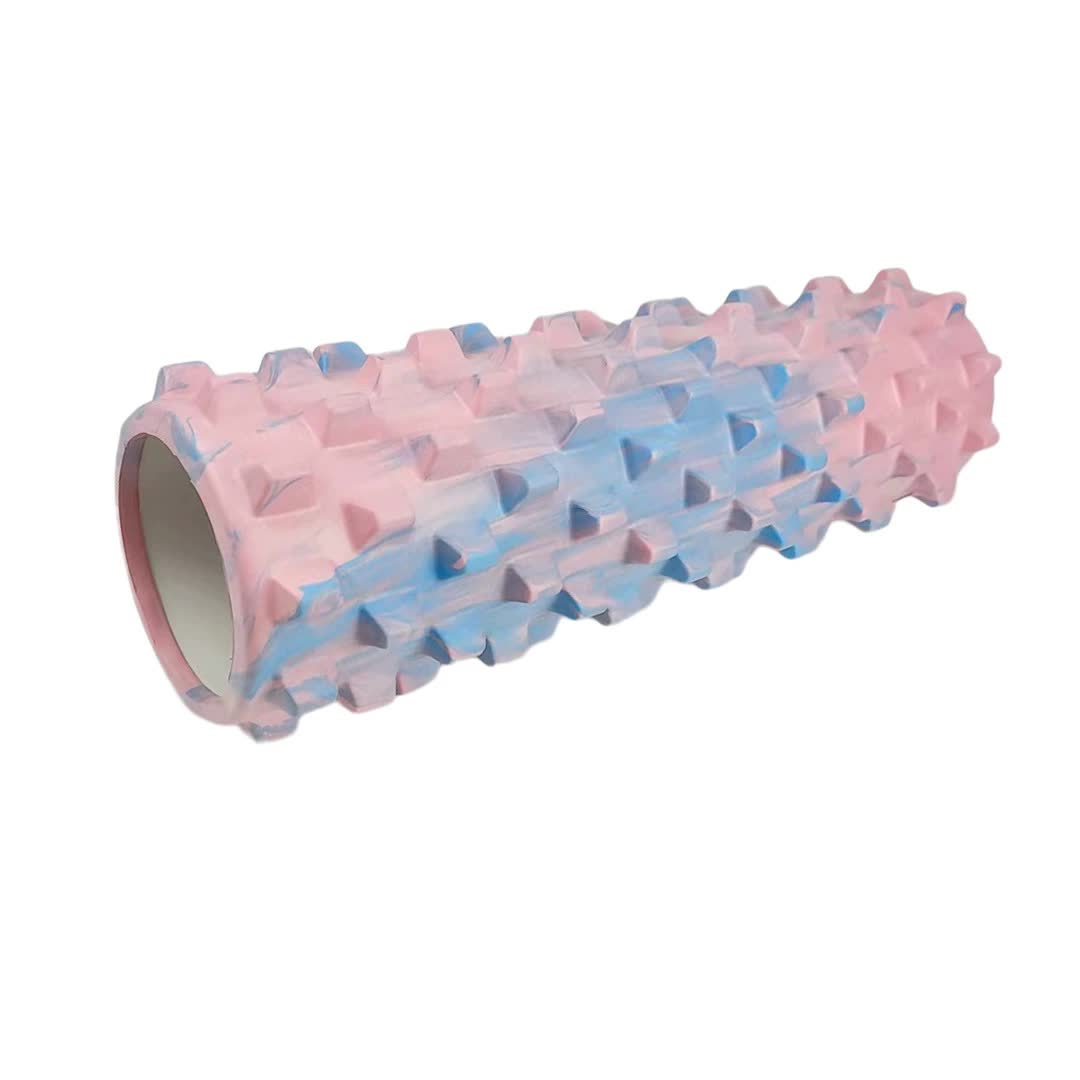 Colorful Hollow Yoga Foam Roller 45cm – Colorful Wolf Tooth Design Muscle Relaxation Massage Stick for Fitness and Sports