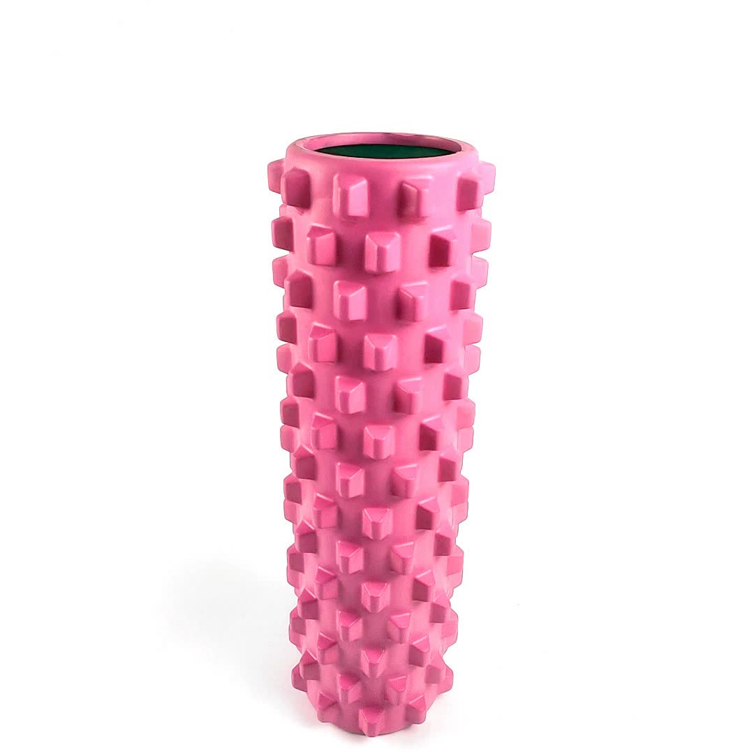 Rose Red Solid Yoga Foam Roller 45cm - Colorful Wolf Tooth Design Muscle Relaxation Massage Stick for Fitness and Sports