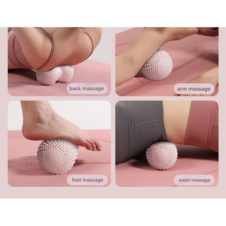 Gray 2pcs Fascia Ball Foot Arch Massager Peanut Ball for Muscle Relaxation, Deep Tissue Release, Yoga Massage 6.5*6.5*13CM