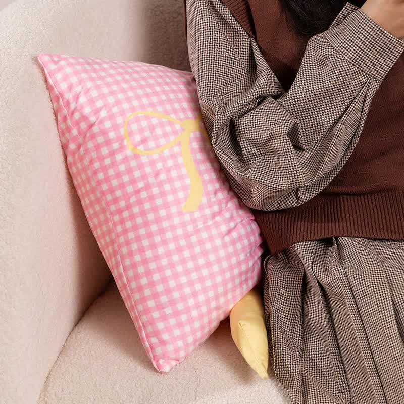 Yellow Cute Butterfly Knot Pillow | Soft Bed & Seat Cushion, Decorative Throw Pillow for Home & Car 65x40cm