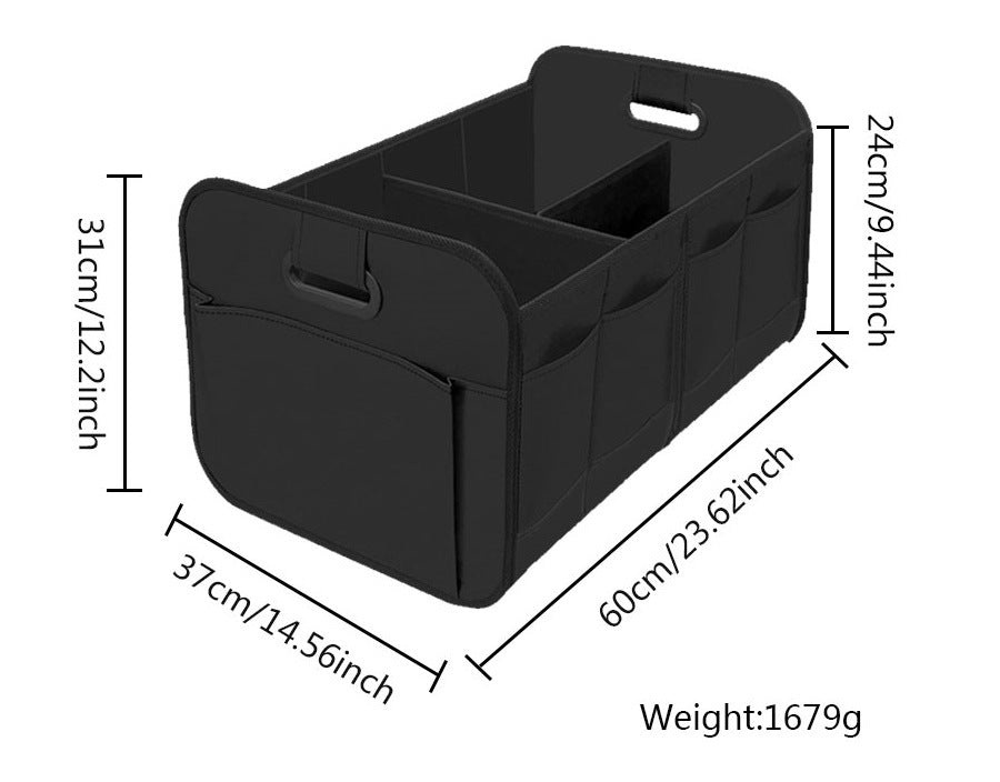 Foldable Fabric Car Trunk Organizer – Collapsible Storage Box for Vehicle Organization 60x37x31cm