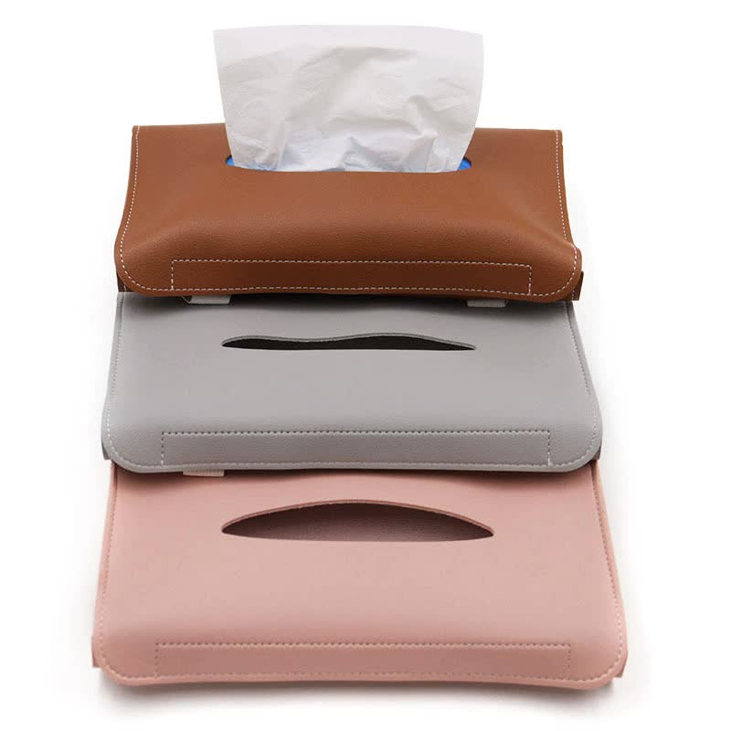 2 pcs Pink Car Sun Visor Tissue Holder – PU Leather Napkin Dispenser for Vehicle Interior