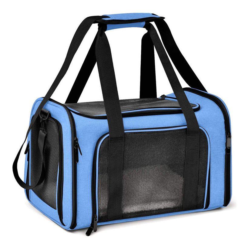 Blue Portable Pet Travel Carrier Bag - Foldable, Durable, and Comfortable for Small Dogs &amp; Cats 45cmx30cmx30cm