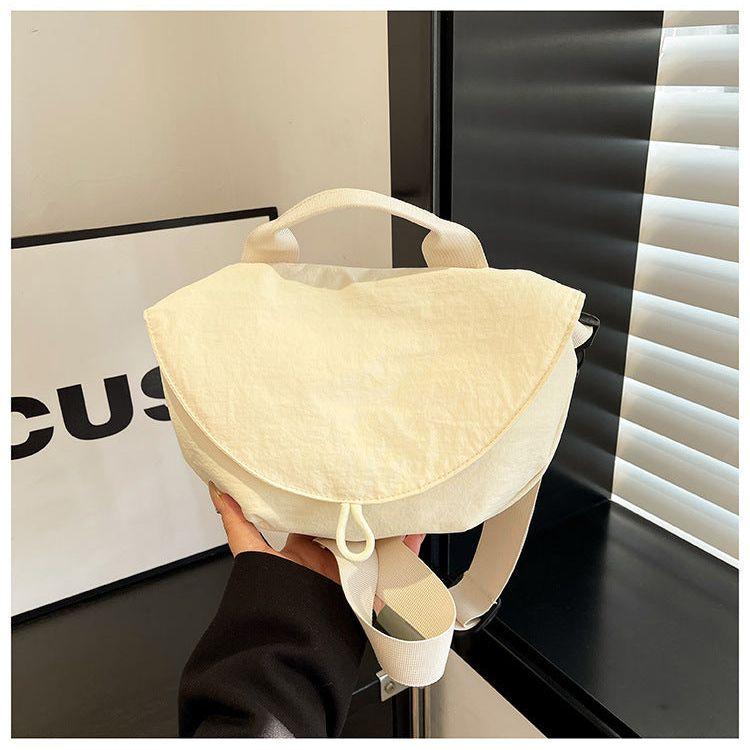 Beige Trendy Crescent Crossbody Bag - Unique Design Shoulder Bag 29x6x17cm