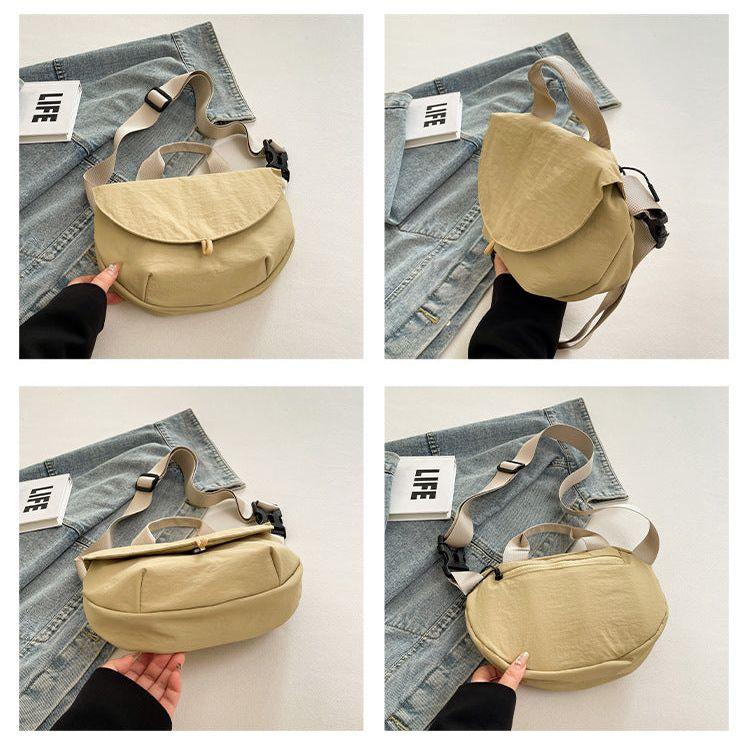 Khaki Trendy Crescent Crossbody Bag - Unique Design Shoulder Bag