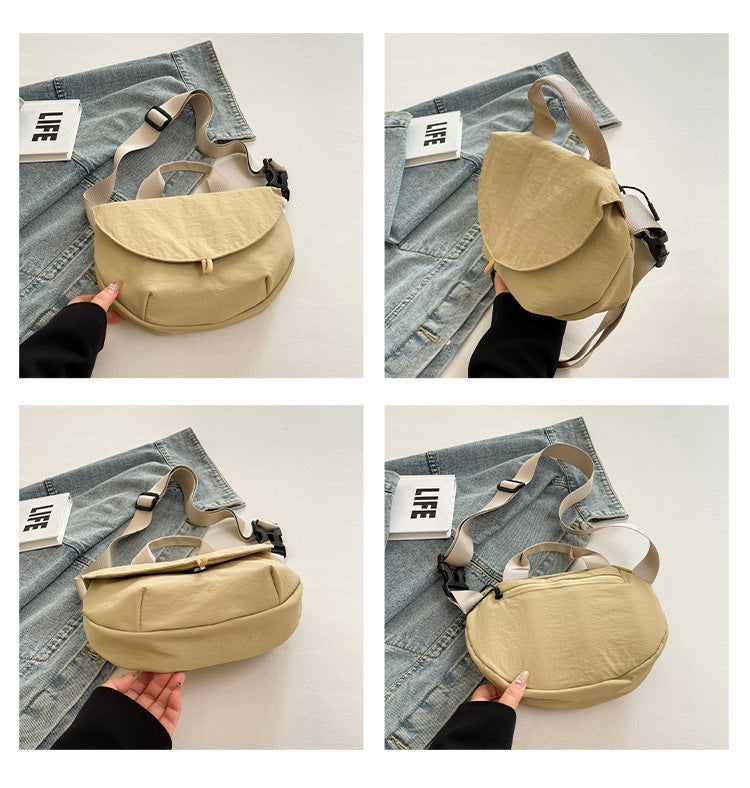 Khaki Trendy Crescent Crossbody Bag - Unique Design Shoulder Bag