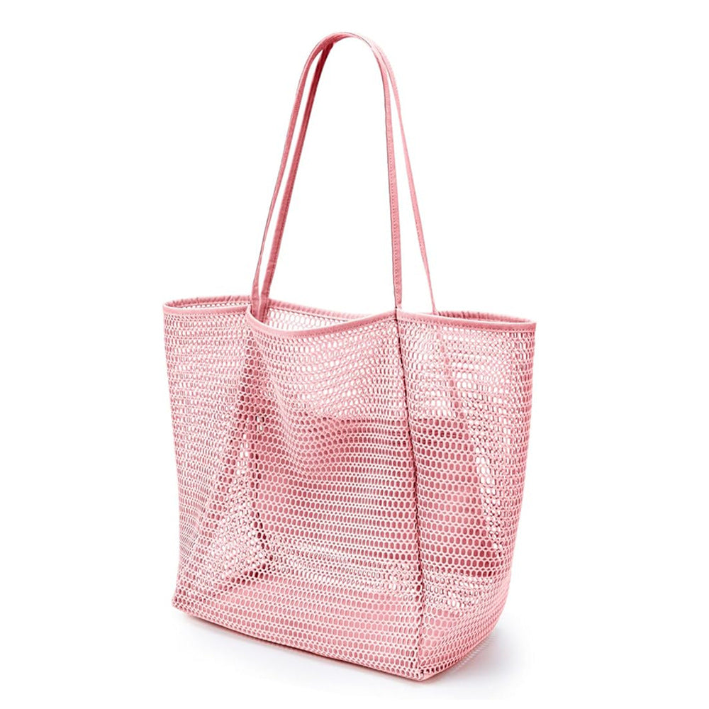 2 pcs Pink Casual Mesh Tote Bag - Shoulder Bag for Beach &amp; Travel 35x17x37cm