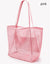 2 pcs Pink Casual Mesh Tote Bag - Shoulder Bag for Beach & Travel 35x17x37cm