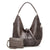 Light Gray Faux Leather Hobo Bag - Large Shoulder Tote w/Coin Purse