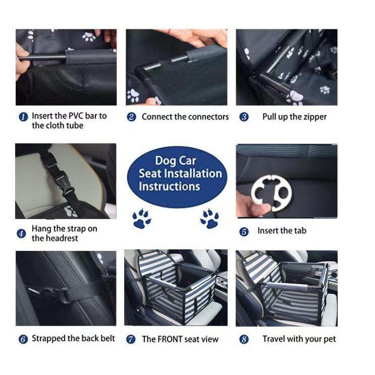 Stripe Easy Install Dog Car Seat - Mesh Booster for Small Pets