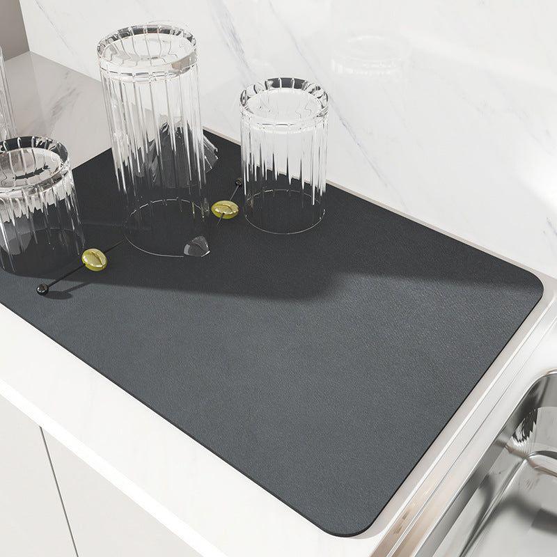 2 PCS Dark Gray Kitchen Drying Mat - Super Absorbent Dish &amp; Cup Drainer Pad 30x40cm