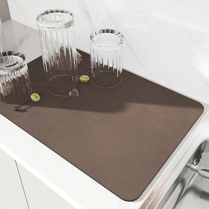 2 PCS Brown Kitchen Drying Mat - Super Absorbent Dish &amp; Cup Drainer Pad 30x40cm