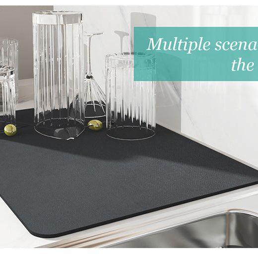 2 PCS Beige Kitchen Drying Mat - Super Absorbent Dish & Cup Drainer Pad 30x40cm