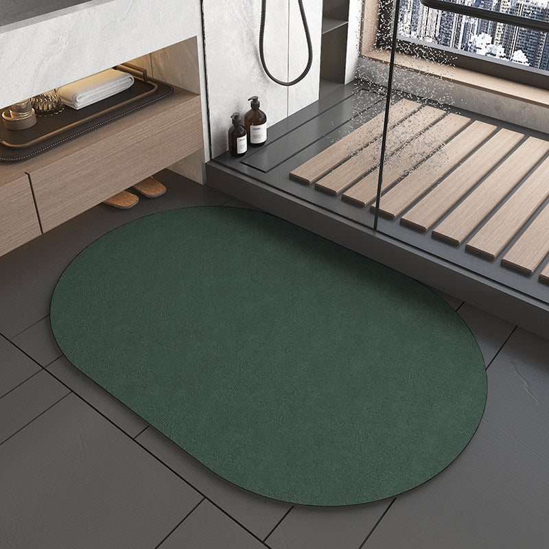 2 pcs Oval dark green Quick-Dry Absorbent Non-Slip Bath Rug for Bathroom, Kitchen &amp; Entryway 40x60cm