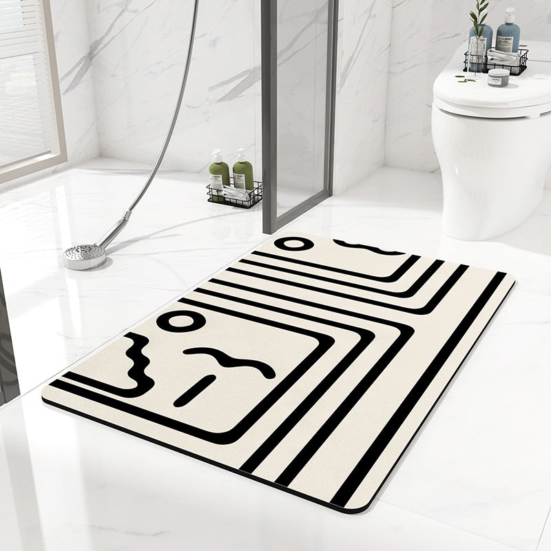 2 pcs Black and white stripes Quick-Dry Absorbent Non-Slip Bath Rug for Bathroom, Kitchen &amp; Entryway 40x60cm