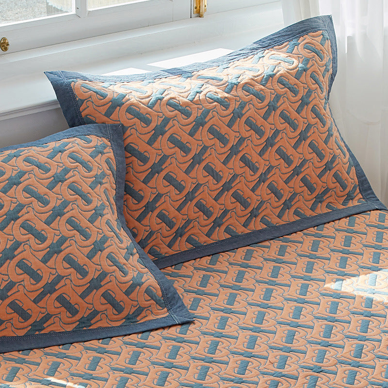 Orange letters Soft Cotton Gauze Pillowcase Set - Breathable, Non-slip, Extra Large (Pillow Core Not Included)56x80cm
