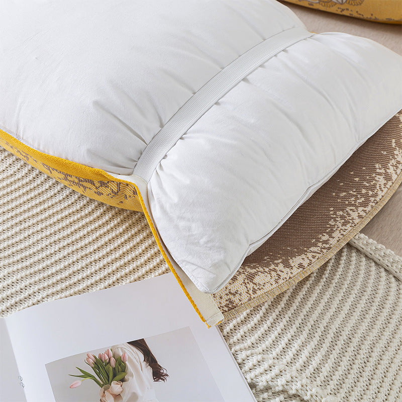 Pair of Gray Circular Pattern Tied Cotton Gauze Pillow Cover - Secure Fit, Premium Comfort (Insert Not Included)