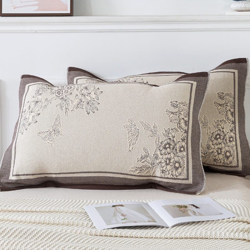 Pair of Butterfly pattern Tied Cotton Gauze Pillow Cover - Secure Fit, Premium Comfort (Insert Not Included)