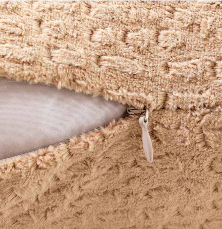 Cream White Set of 2 Textured Velvet Throw Pillow Covers with Tassels - Decorative Square Cushions 45*45cm