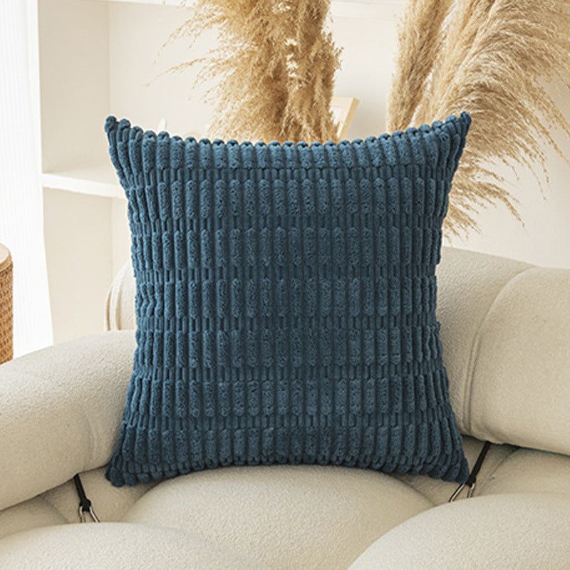 Blue Set of 2 Corduroy Style Throw Pillow Covers - Machine Washable 55*55CM