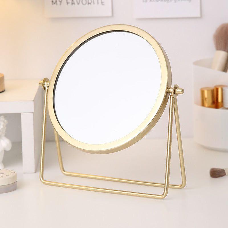 Gold Rotating Tabletop Makeup Mirror - 360º Swivel Vanity Mirror for Bedroom & Desk
