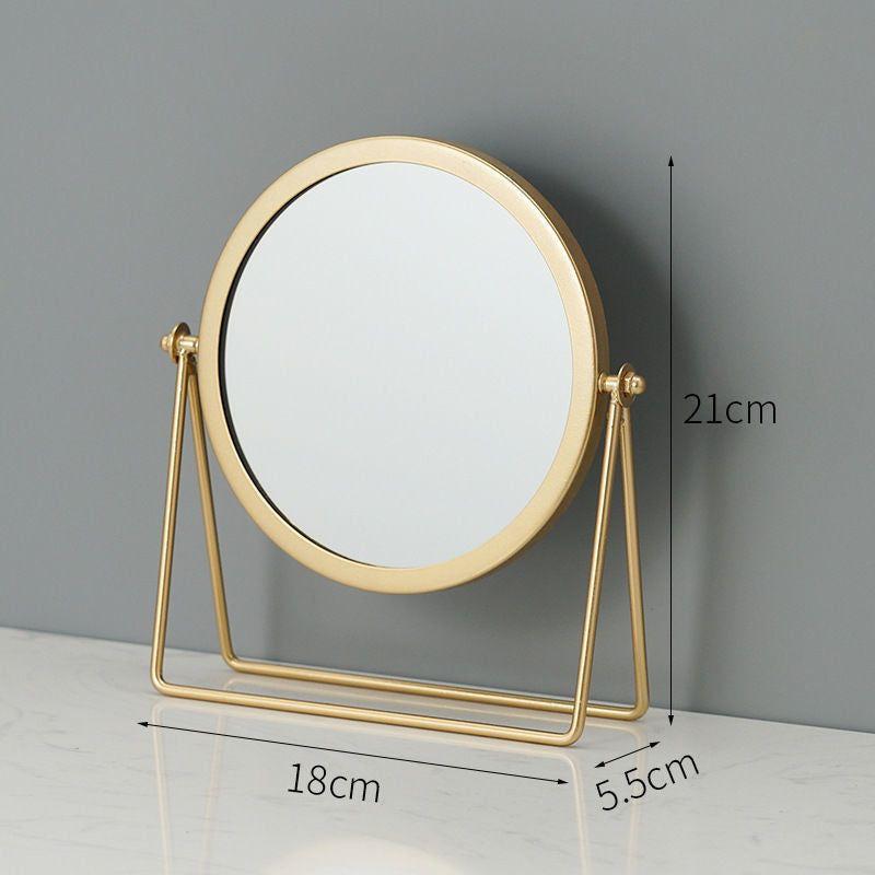 Gold Rotating Tabletop Makeup Mirror - 360º Swivel Vanity Mirror for Bedroom & Desk