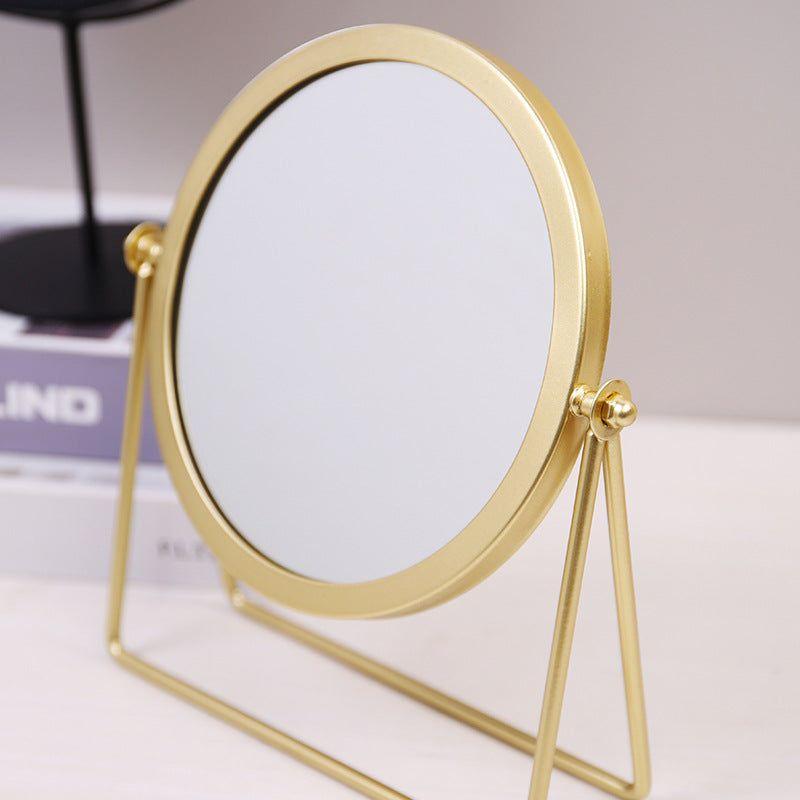 Gold Rotating Tabletop Makeup Mirror - 360º Swivel Vanity Mirror for Bedroom & Desk