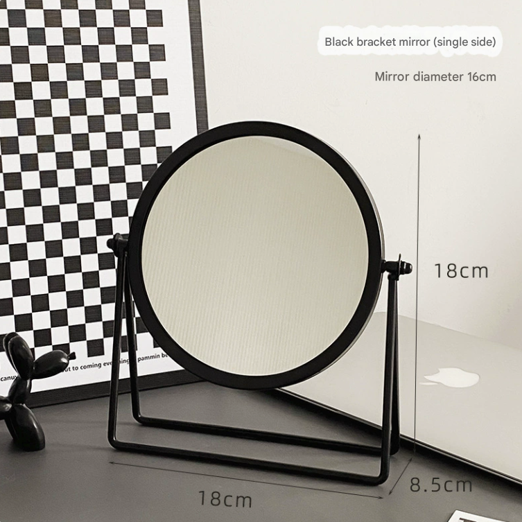 Black Rotating Tabletop Makeup Mirror - 360º  Swivel Vanity Mirror for Bedroom & Desk