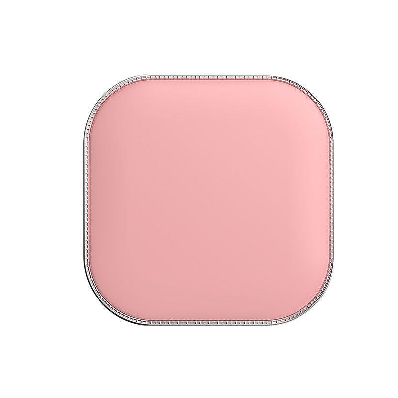 Pink LED Makeup Mirror with Light - Portable Folding USB Rechargeable Compact Mirror with 3 Color Lighting