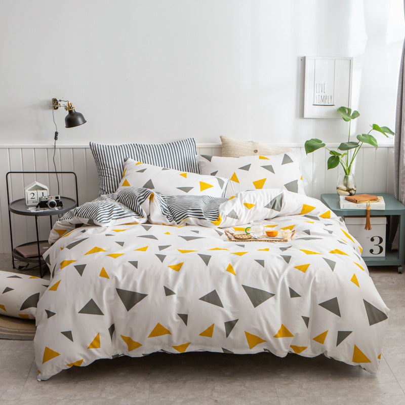 Triangle pattern Duvet Cover - 3 Piece Bedding Set (with Corner Ties)Quilt cover 200cm x 230cm, pillowcase 51 x 92cm