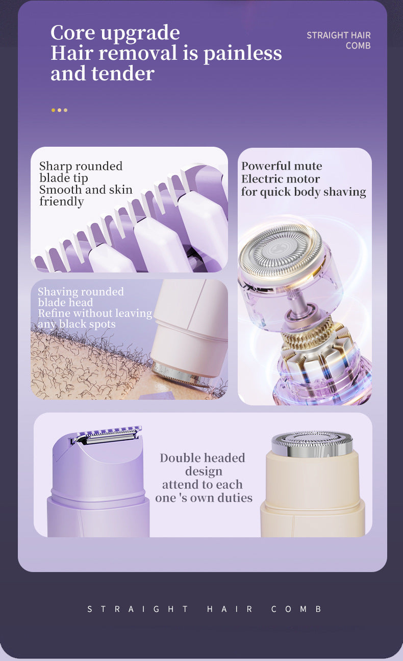 Gradient pink Women's Multifunctional Electric Shaver - Type-C Rechargeable Hair Remover with Display