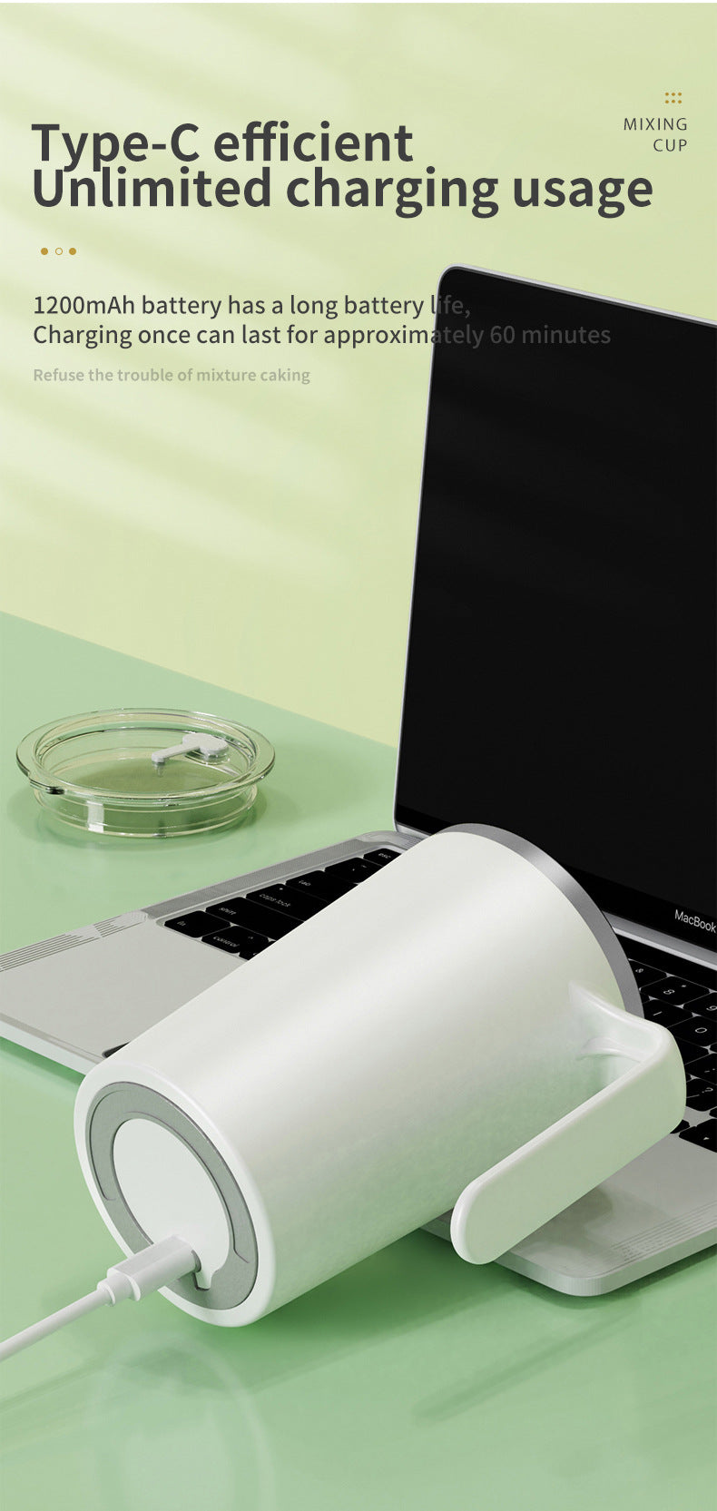 Green Portable Automatic Mixing Coffee Cup - Stainless Steel Magnetic Stirrer(No handle)