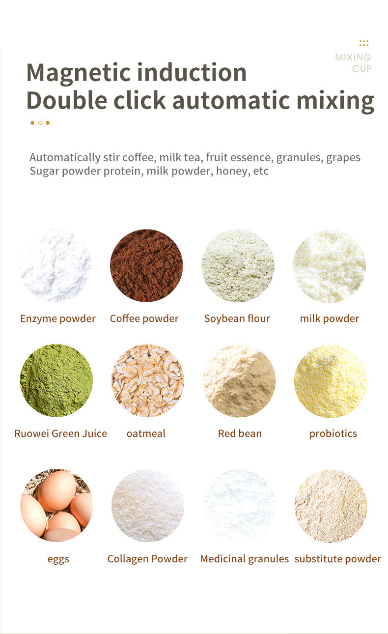 Green Portable Automatic Mixing Coffee Cup - Stainless Steel Magnetic Stirrer(handle stlye)