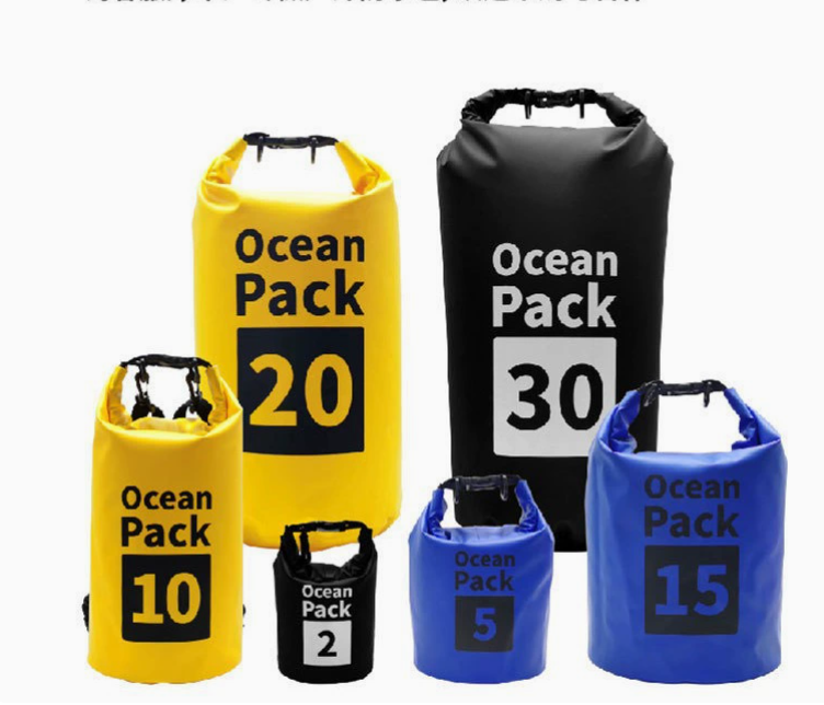 Yellow 10L Waterproof Dry Bag - PVC Mesh Rafting & Swimming Backpack