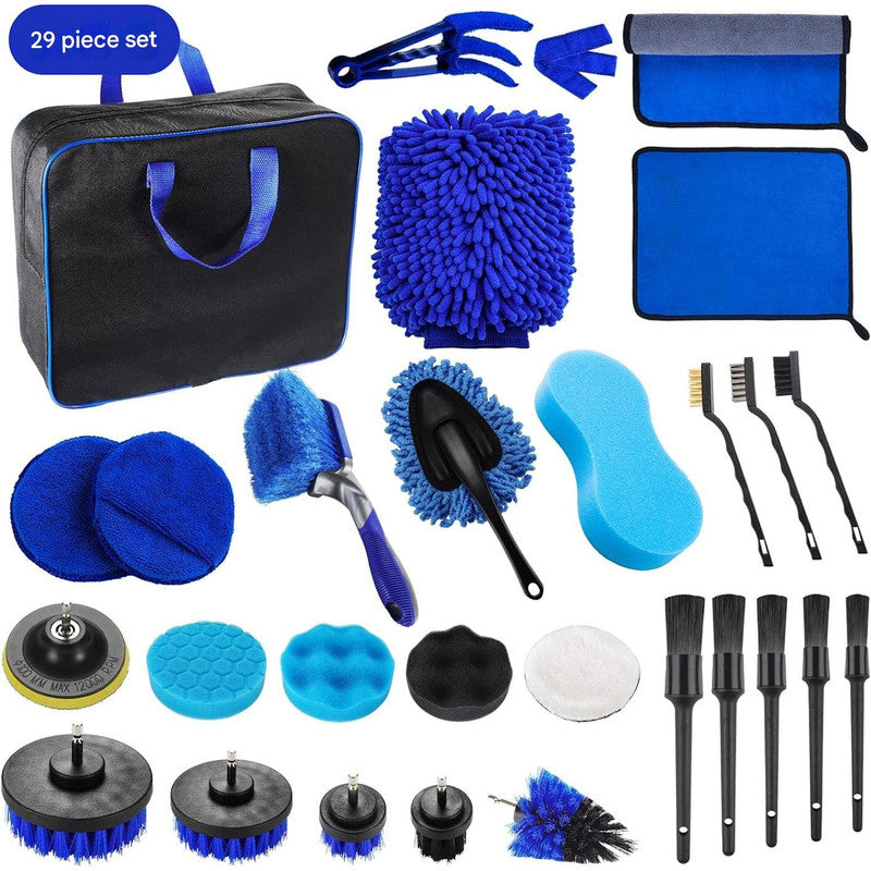 (Style 1)Car Cleaning Supplies - Complete Auto Detail Brush Set for Interior, Exterior, Wheels &amp; Tires - Power Scrubber Drill Brush Kit Included