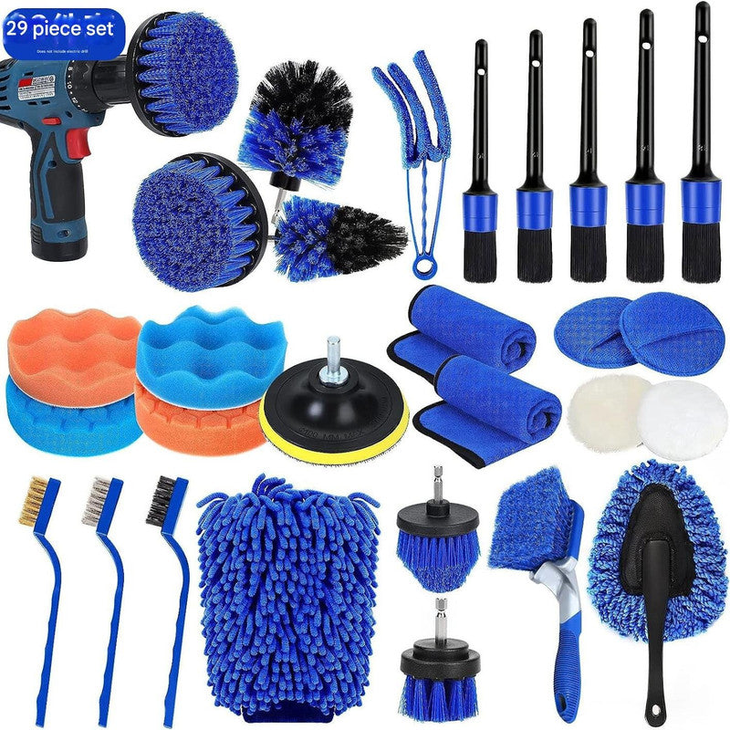 ((Drill not included-2)Car Cleaning Supplies - Complete Auto Detail Brush Set for Interior, Exterior, Wheels &amp; Tires - Power Scrubber Drill Brush Kit Included